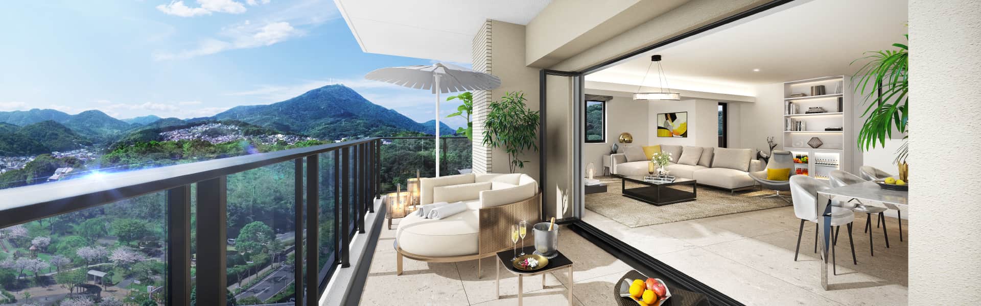 アーティックス到津の森セントラルパークのオープンエアリビングイメージCG